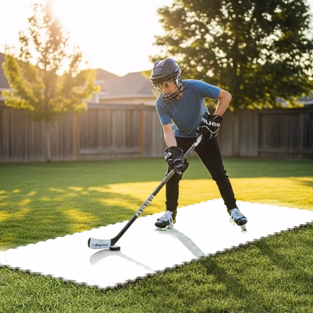 Piastrelle per allenamento hockey su ghiaccio DESIGN IN, materiale plastico, colore bianco – 2
