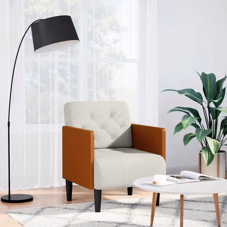 Sedia con braccioli vidaXL in velluto beige per soggiorno e ufficio
