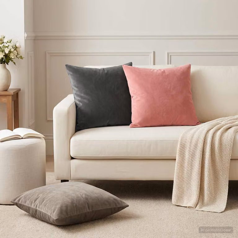 Set di 6 federe vidaXL HEERLEN in velluto rosa, L 50 cm x P 50 cm