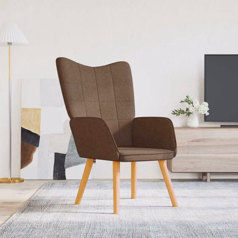 Sedia Relax vidaXL Marrone in Tessuto con Braccioli e Imbottitura in Schiuma