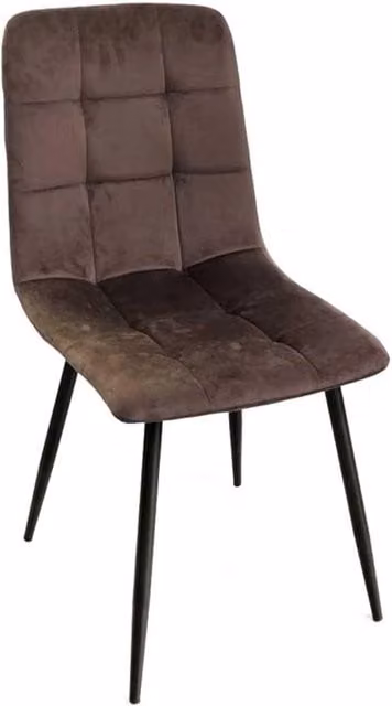 POLTRONA DI VELLUTO IMBOTTITA MARRONE SCHIENALE ALTO GAMBE IN METALLO NERO 44X41X88 CM SET 4PZ