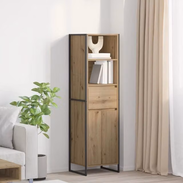Armadio per Libri in Stile Industrial vidaXL in Legno e Metallo, Colore Marrone, L/P/H: 43 x 36 x 150.5 cm – 1