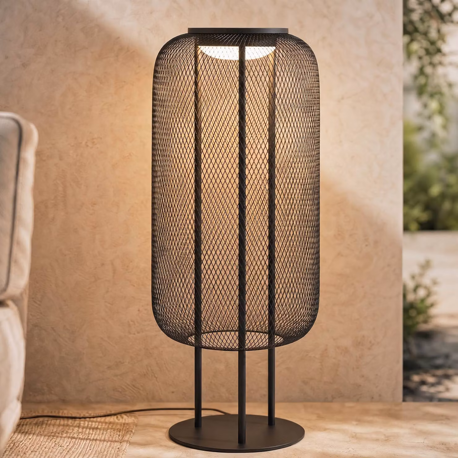 Lampada da terra esterno a LED Lucande Korvyn, nera, 80 cm, IP44 Korvyn, Nero, Metallo, Design
