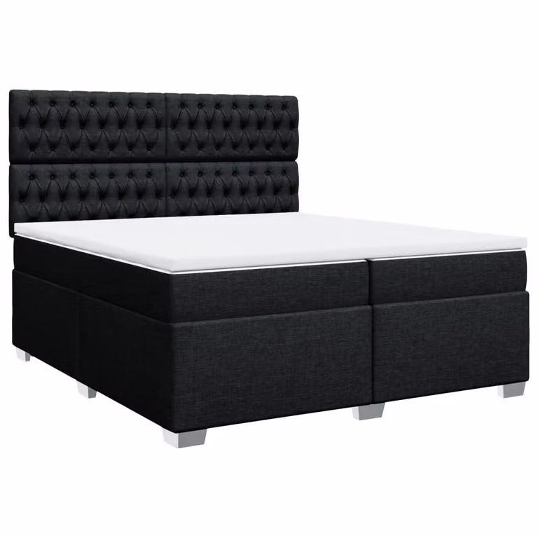 Giroletto a Molle con Materasso Nero 200x200 cm in Tessuto