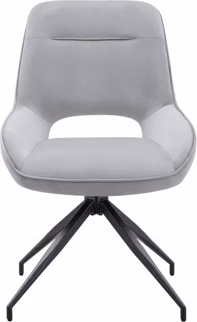 Sedia da pranzo girevole a 360 Chicfurn con braccioli in velluto grigio e metallo nero