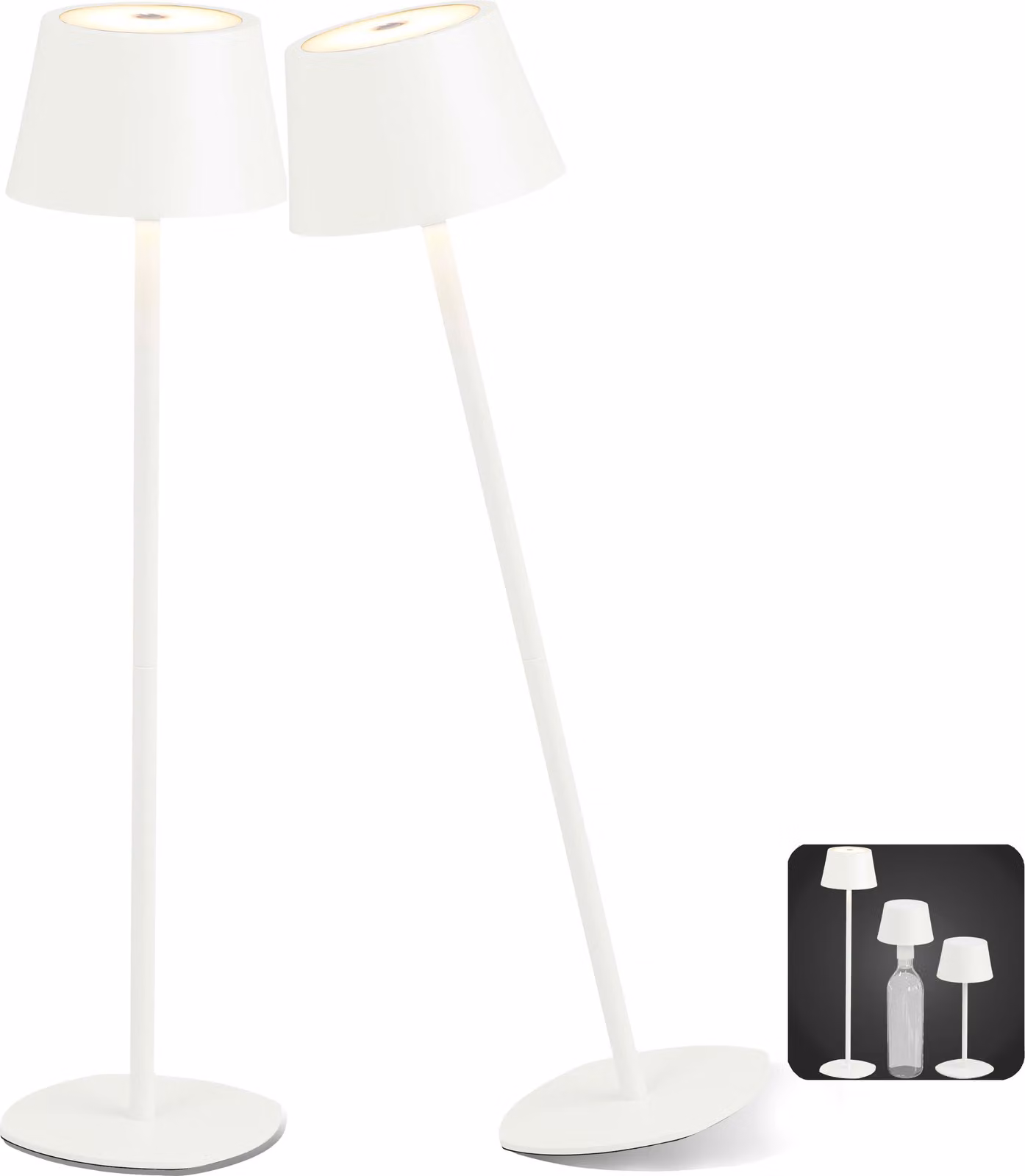 Lampada da tavolo a LED lampada a bottiglia 3in1 altezza massima 45 cm luce bianca calda (3000K) bianco set di 2