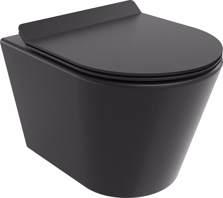 Mexen Rico vaso WC Rimless con sedile a chiusura rallentata slim, duroplast, nero opaco - 30720185