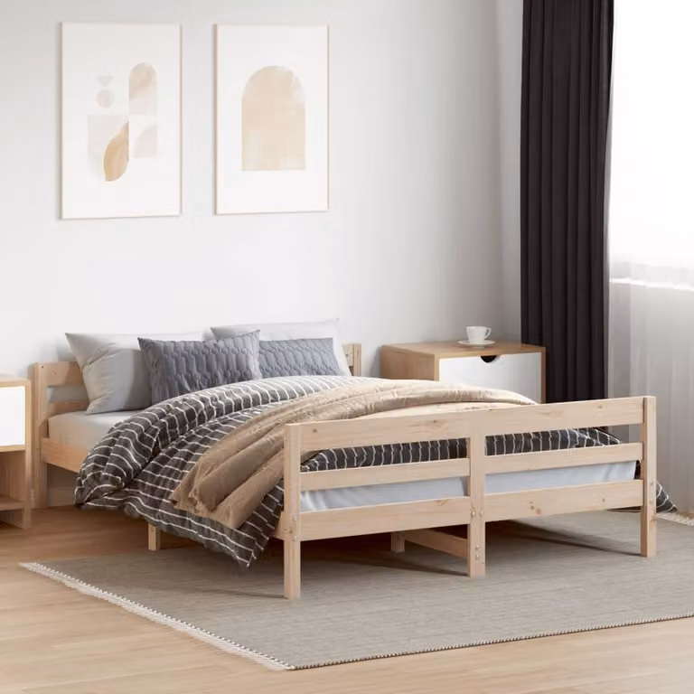 Letto senza materasso vidaXL in legno massello di pino marrone L: 140 cm, P: 200 cm