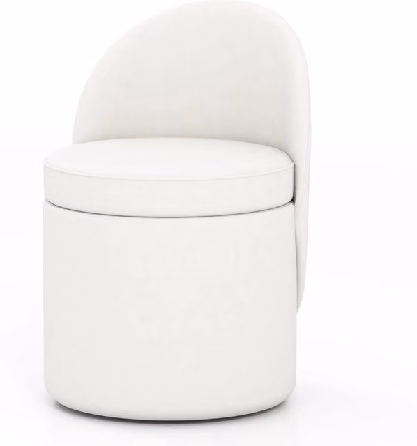 Pouf contenitore sgabello da toeletta in velluto con seduta imbottita in spugna, Pouf contenitore 38l con schienale Bianco-Sgabelli