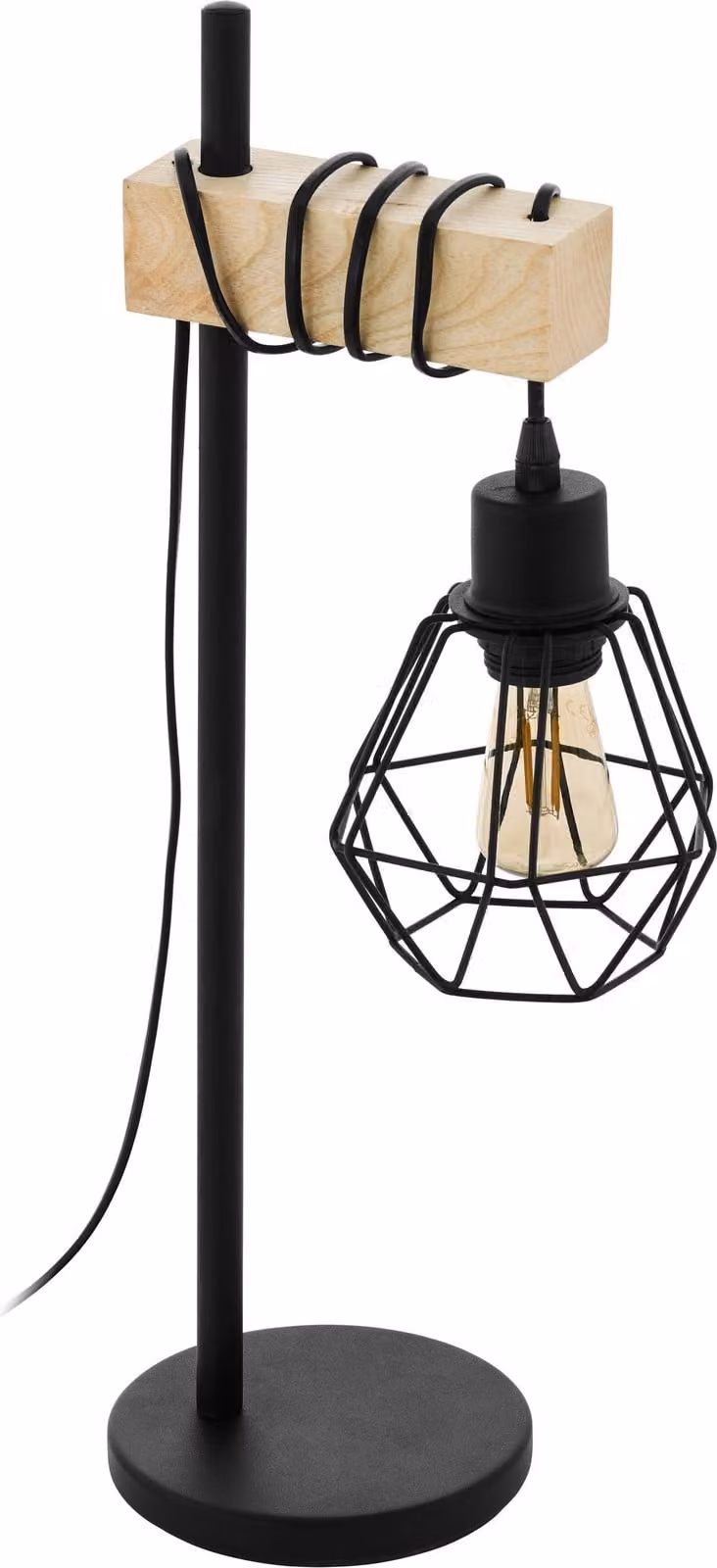 EGLO TOWNSHEND 5, Nero, Marrone, Acciaio, Legno, Universale, Vintage, Nero, IP20