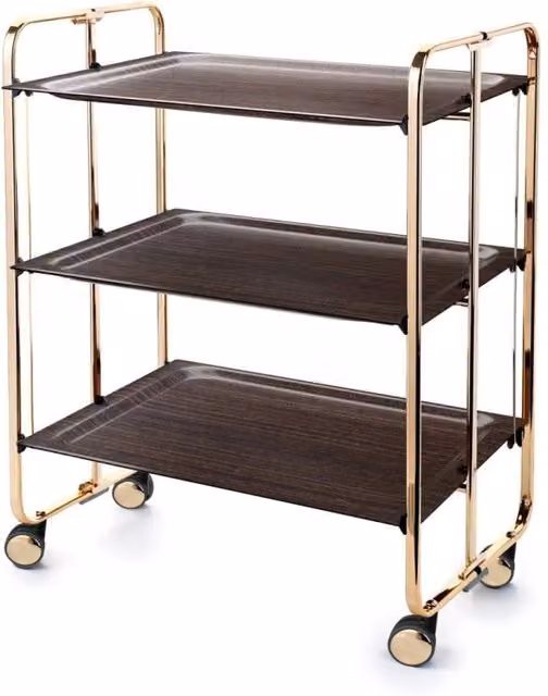 Carrello da cucina pieghevole dorato con ruote BAUHAUS 3 ripiani