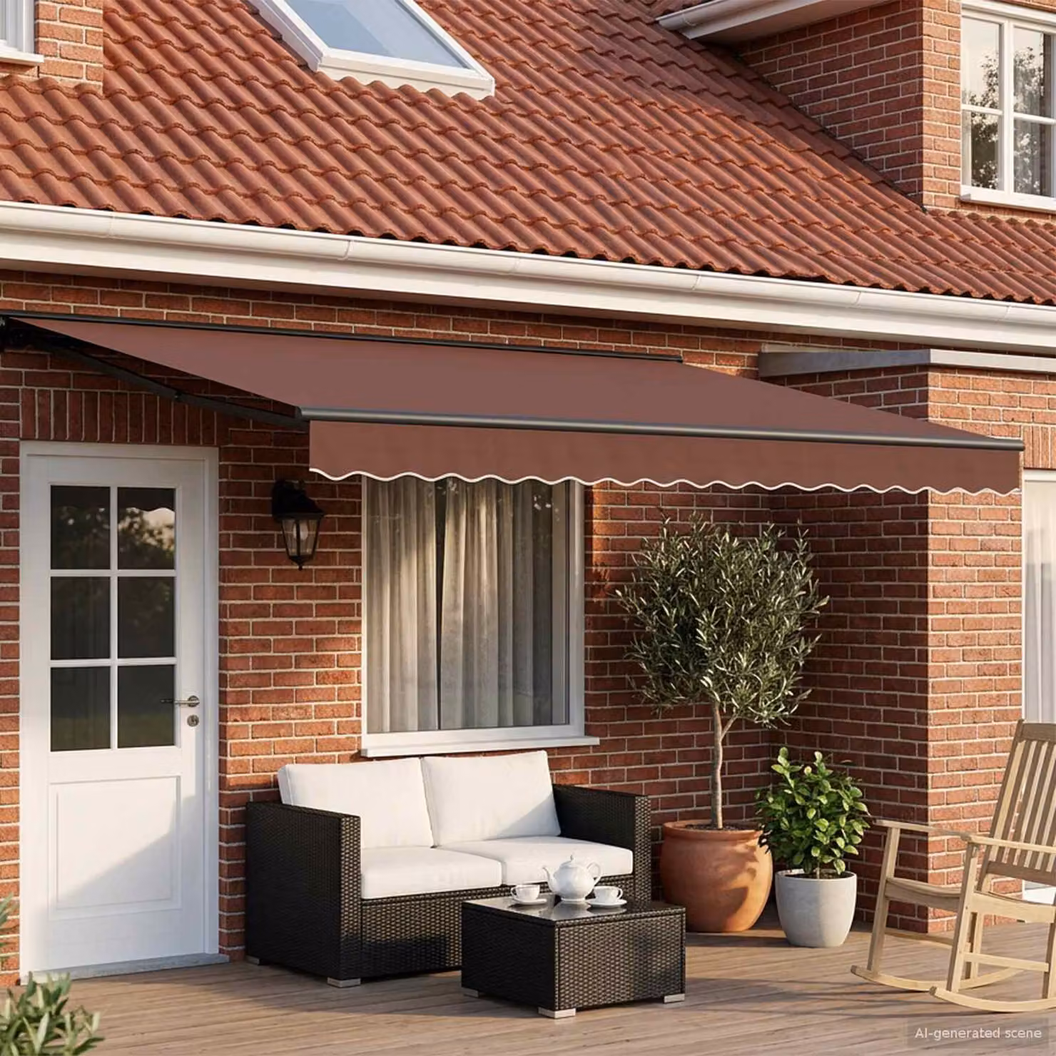 vidaXL Semi-cassette per tenda con manovella e LED, disponibile in marrone o antracite, in alluminio e poliestere