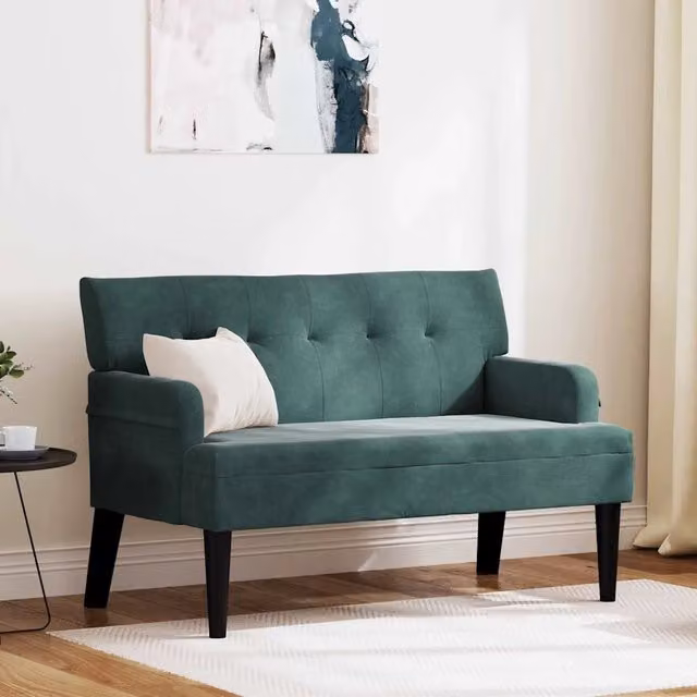 Panca Chesterfield vidaXL in velluto verde scuro L 112 x P 65,5 x H 75 cm