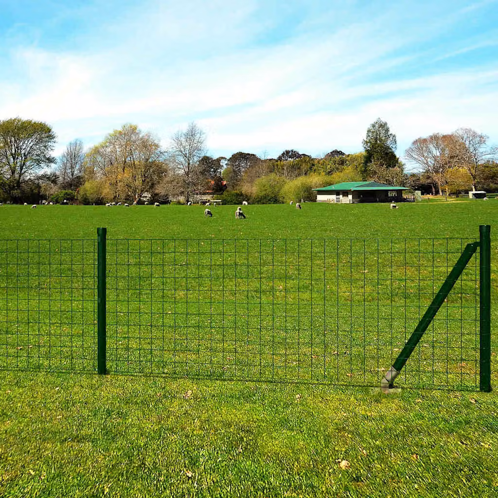 Recinzione Euro vidaXL in acciaio rivestito in PVC verde, L: 10 m, H: 1,7 m