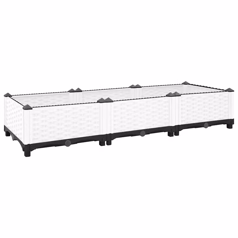 Fioriera Rialzata vidaXL in Polipropilene Bianca L/P/H: 120 x 40 x 23 cm