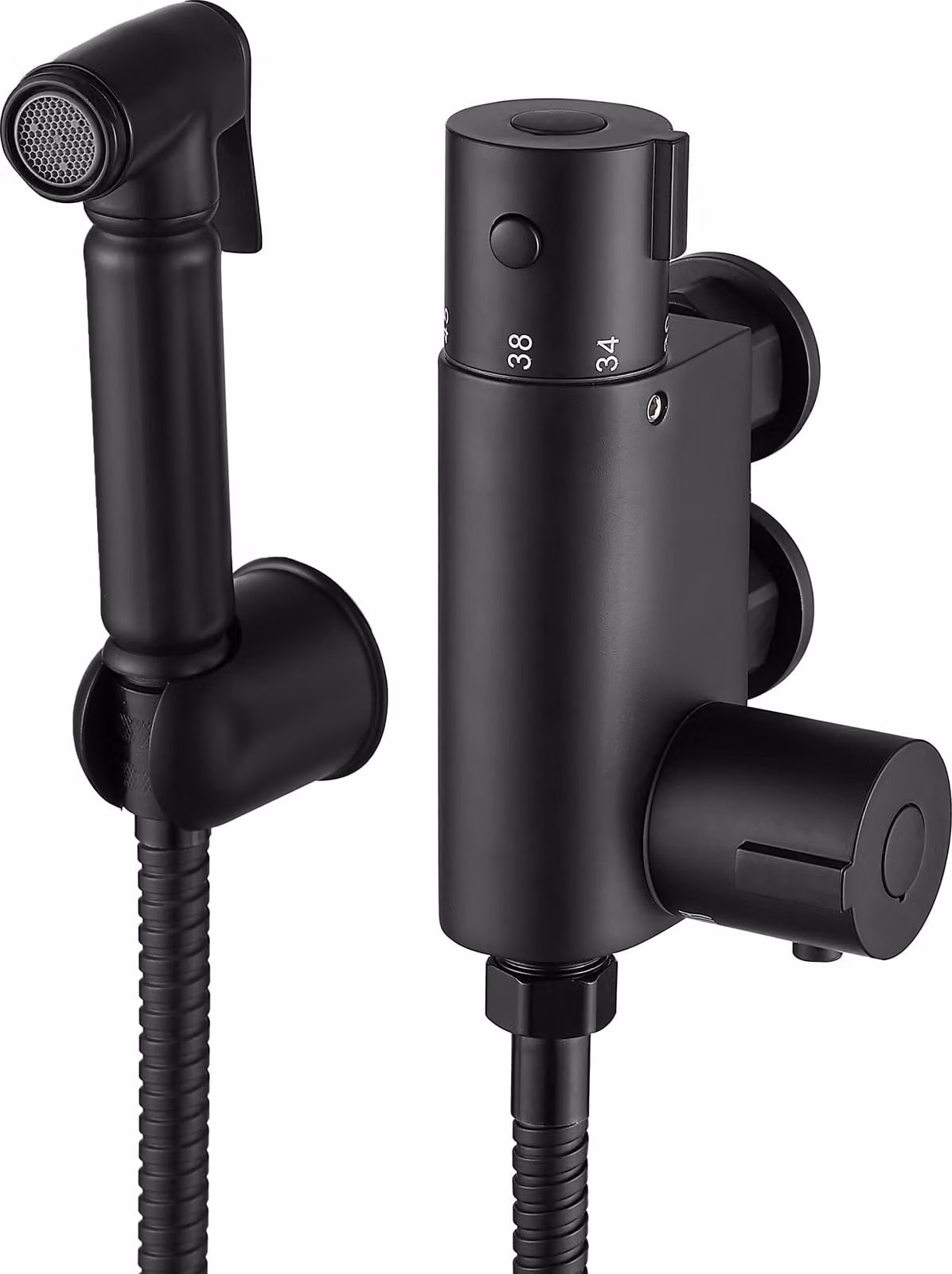 Set doccia-bidet termostatico, in ottone, finitura nero opaco, confezione singola