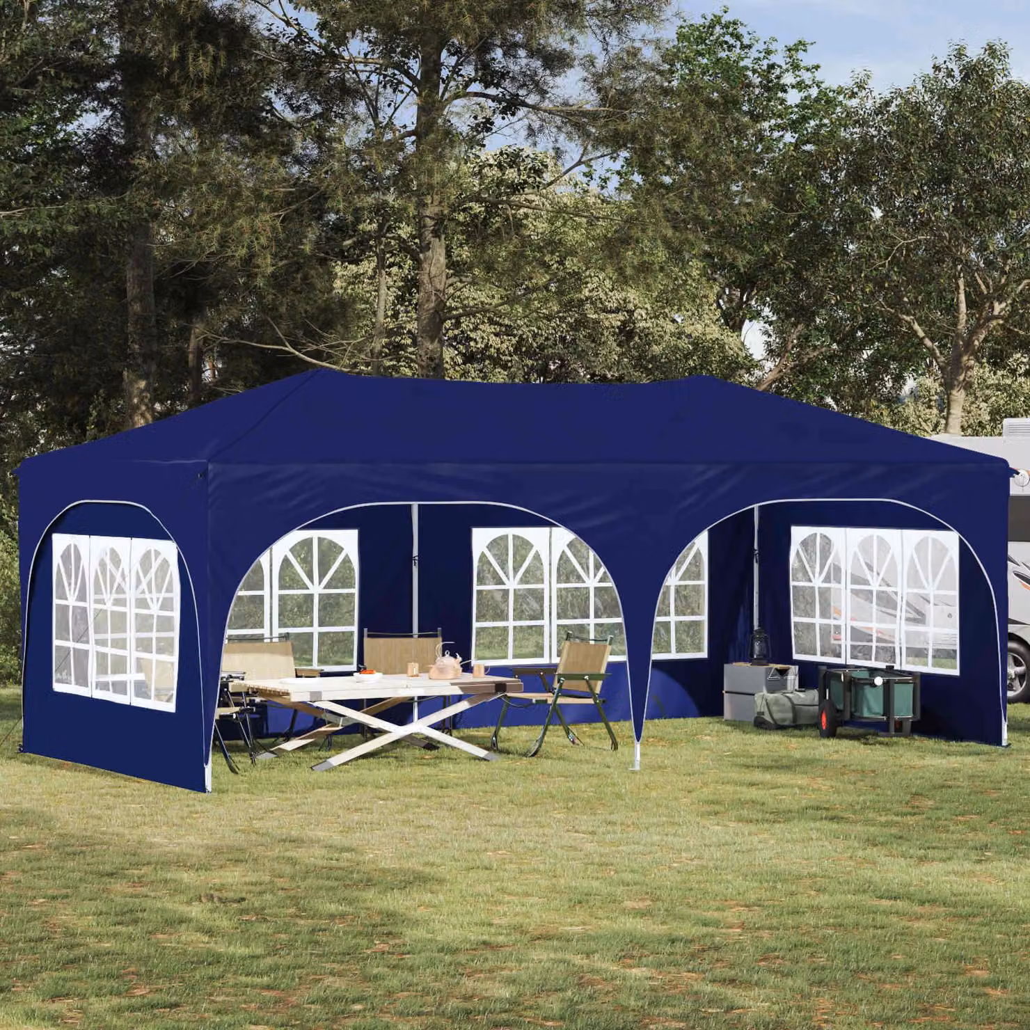 Maison Exclusive - Tenda pop-up per feste, dimensioni 575 x 288 x 245 cm, tessuto Oxford blu