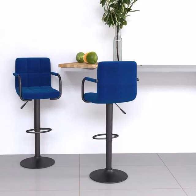 Sgabelli da Bar 2 pz Blu in Tessuto 334639