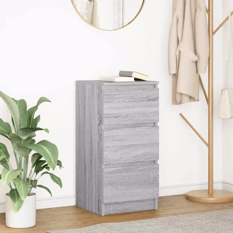 Credenza moderna vidaXL in legno multistrato e MDF, colore grigio, L 37,5 cm x P 35 cm x H 76 cm