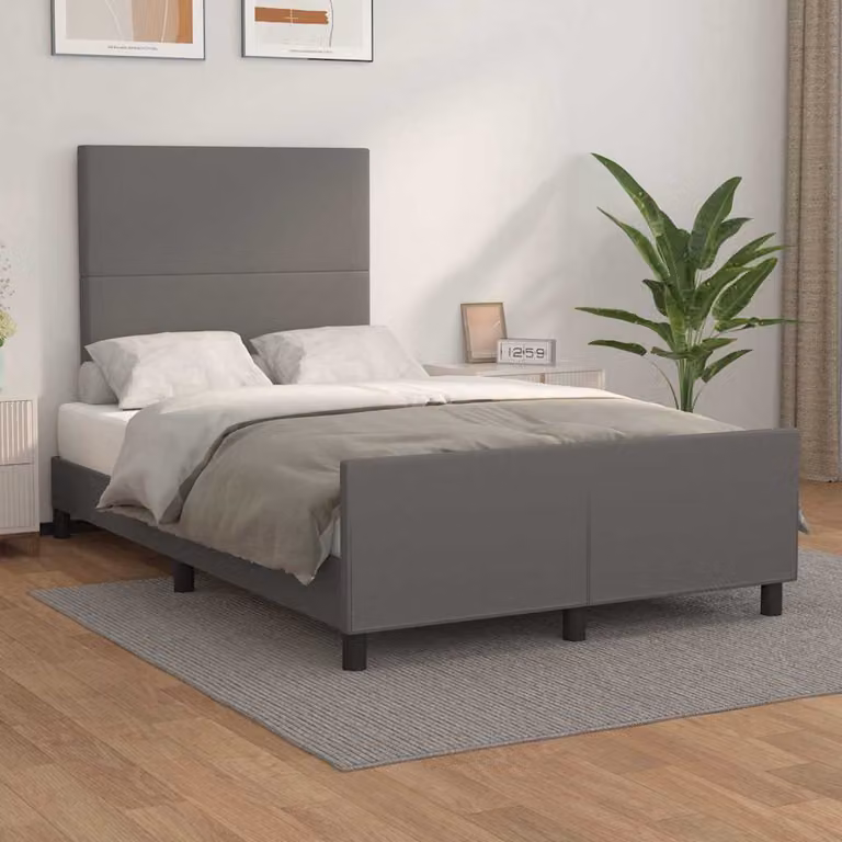 vidaXL Giroletto con Testiera in Similpelle Grigio L/P/H: 120 x 200 x 126 cm