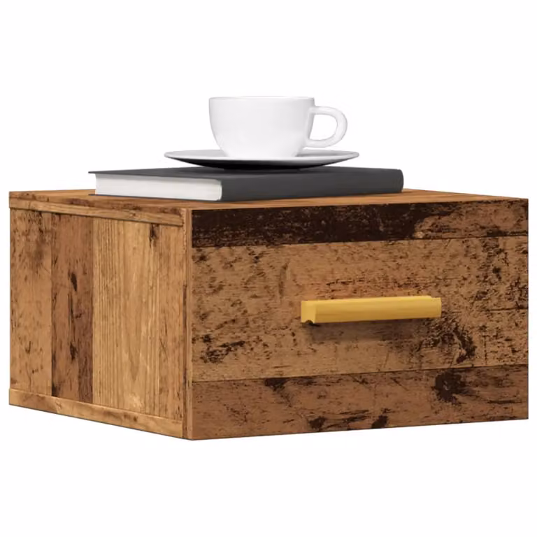 Comodino a muro vidaXL in legno antico marrone L 35 cm x P 35 cm x H 20 cm