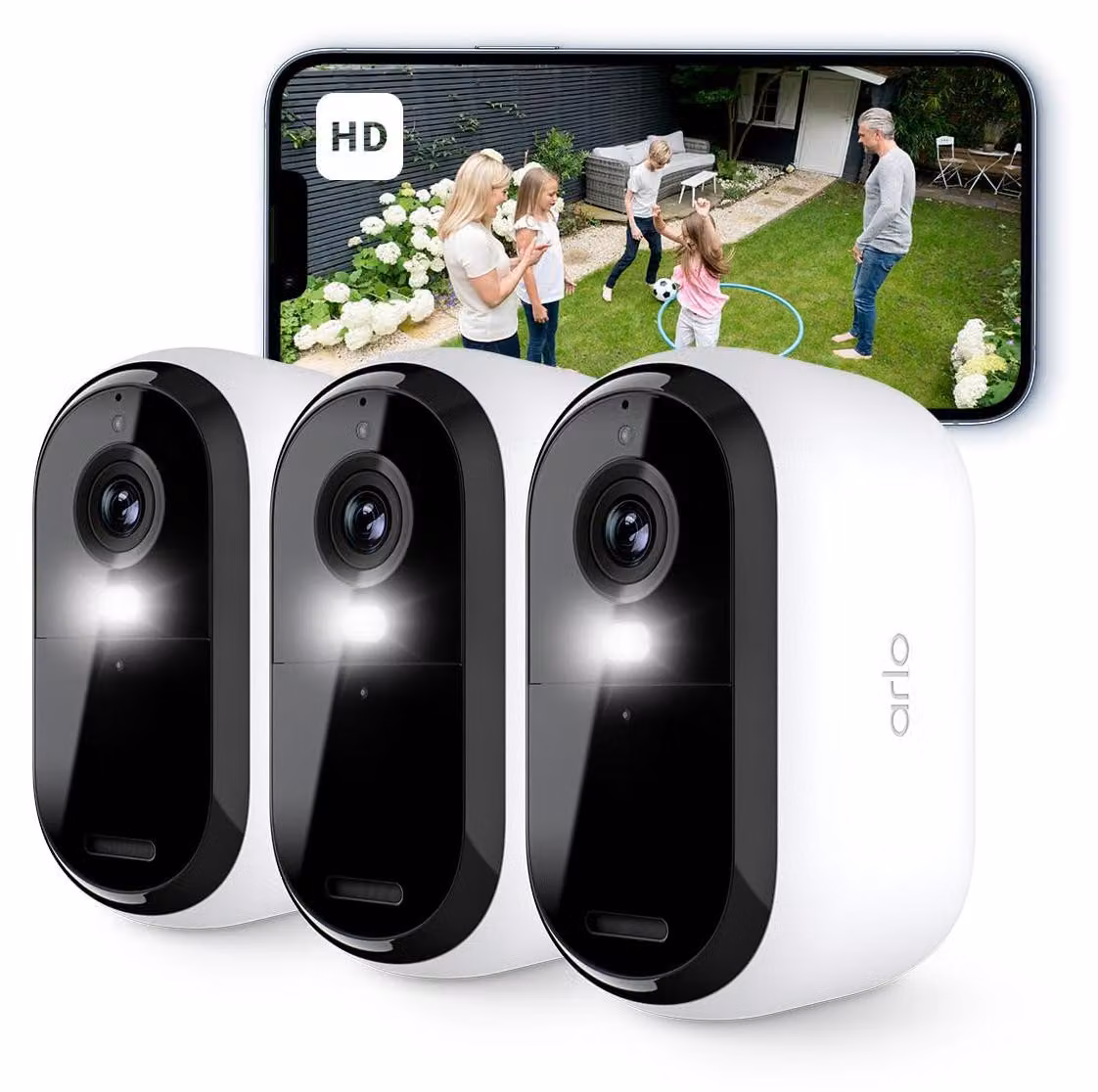 Arlo Essential VMC2350-100EUS, telecamera di sicurezza IP, per interni ed esterni, senza fili, da soffitto/parete, bianca, Bullet (forma)