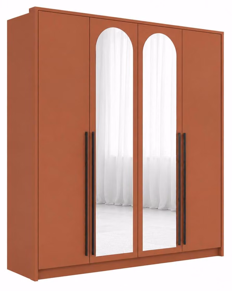 Armadio con specchio, in terracotta, dimensioni 205 x 65 x 217 cm