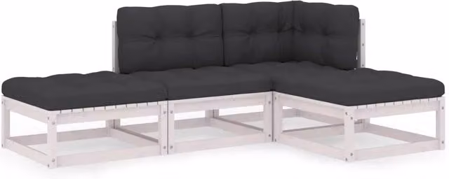 Set Divani da Giardino 4 pz | Set Salotto da Giardino con Cuscini Legno Massello Pino