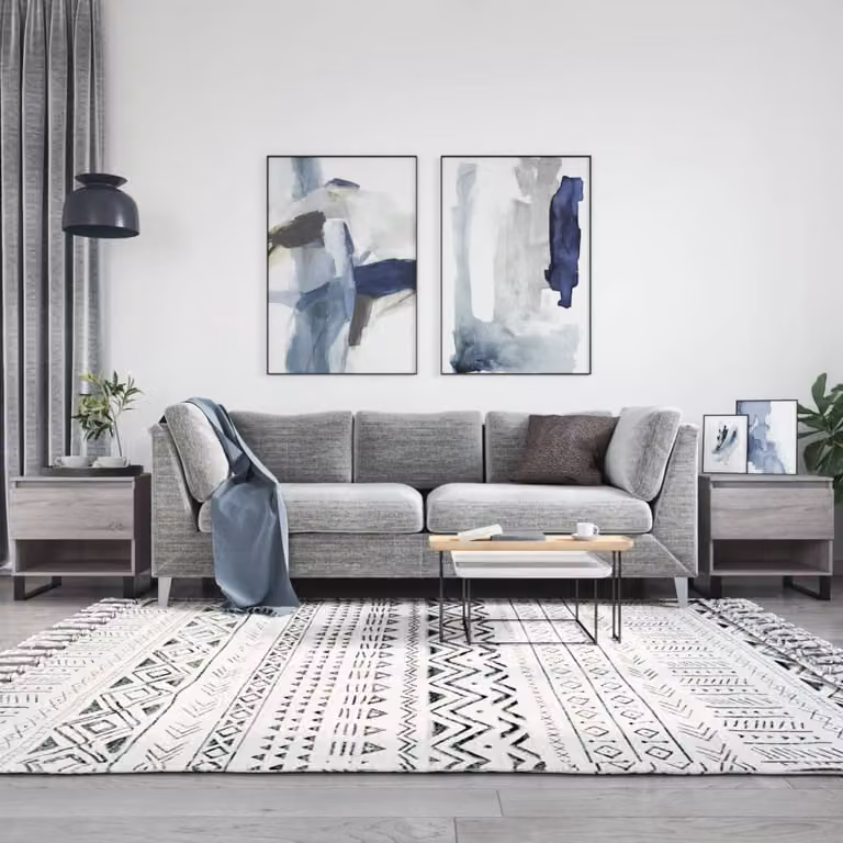 Set di 2 tavolini da salotto moderni vidaXL in legno e metallo, colore grigio, L/P/H: 50 x 46 x 50 cm