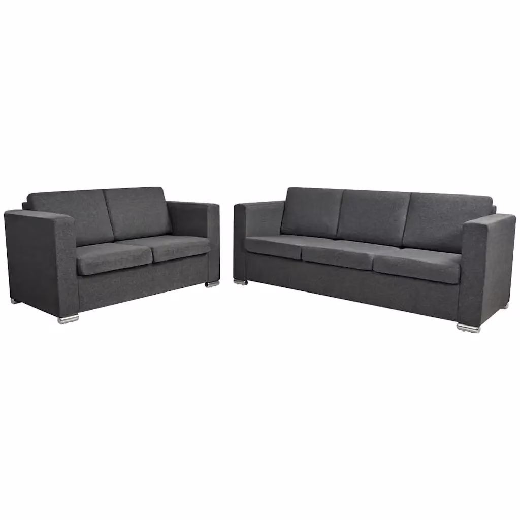 Set di 2 Divani Moderni vidaXL in Tessuto Grigio con Funzione Letto e Rivestimenti Rimovibili – 2