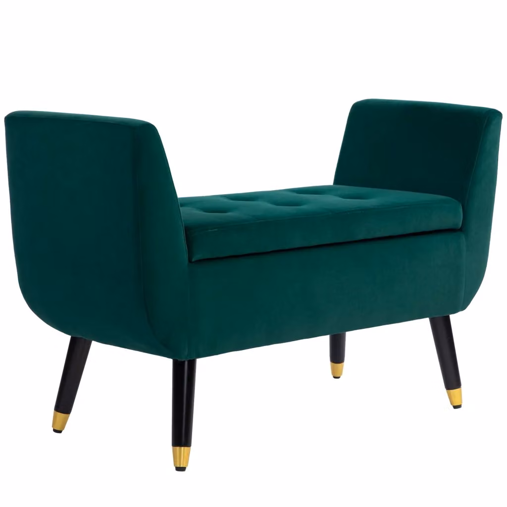 Panca contenitore REDOM in velluto verde per soggiorno e ingresso L: 130 cm, P: 42 cm, H: 65 cm – 2