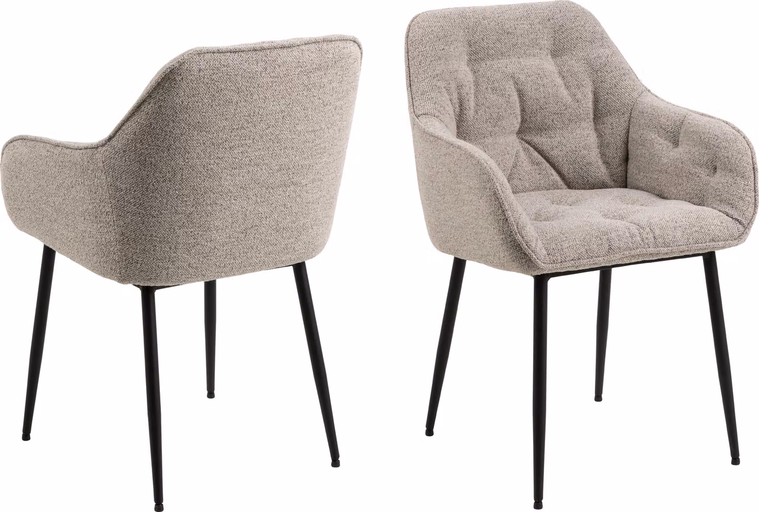 Sedia da pranzo Brooke con braccioli beige.