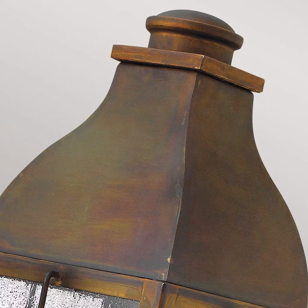 Applique esterna Hinkley Bingham in bronzo e ottone con vetro trasparente, attacco E14, protezione IP44 – 2