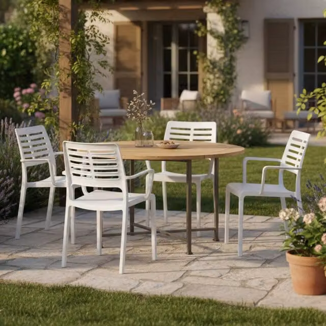 Hero, Sedia da Esterno 4 Sedie Made in Italy, Bianco