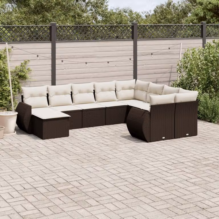 Maison Exclusive - Set Divani da Giardino 10pz con Cuscini in Polyrattan Marrone