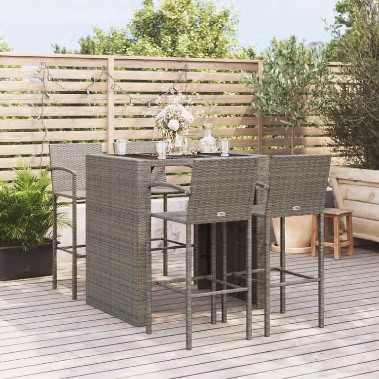 Maison Exclusive - Set da giardino da 5 pezzi in polyrattan grigio