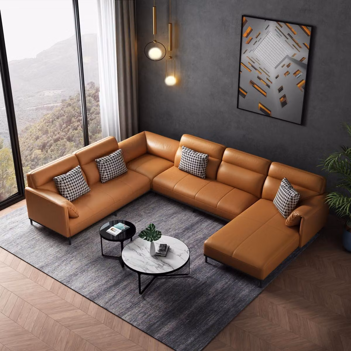 Wohnlandschaften Ecksofa Couch Garnitur Leder Polster Sitz Ecke Sofa U-Form xxl