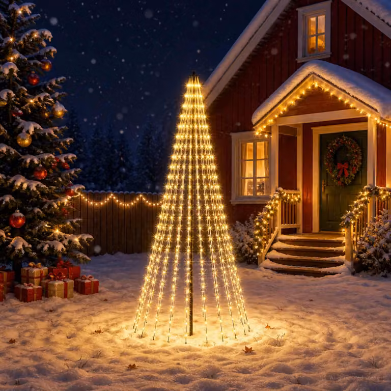 vidaXL Albero di Natale LED 235 cm 500 LED Bianco caldo Ferro Nero