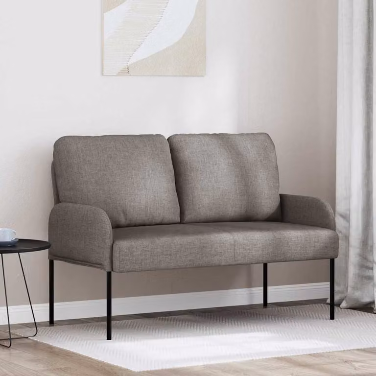 Divano vidaXL in tessuto beige o grigio con struttura mista, stile minimalista e lineare, L: 115 cm, P: 56 cm, H: 80 cm