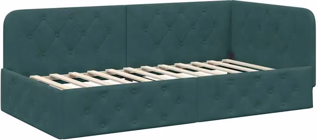 Letto singolo | Letto per adulti | Cornice del letto ad angolo Verde Scuro 100 x 200 cm Velluto