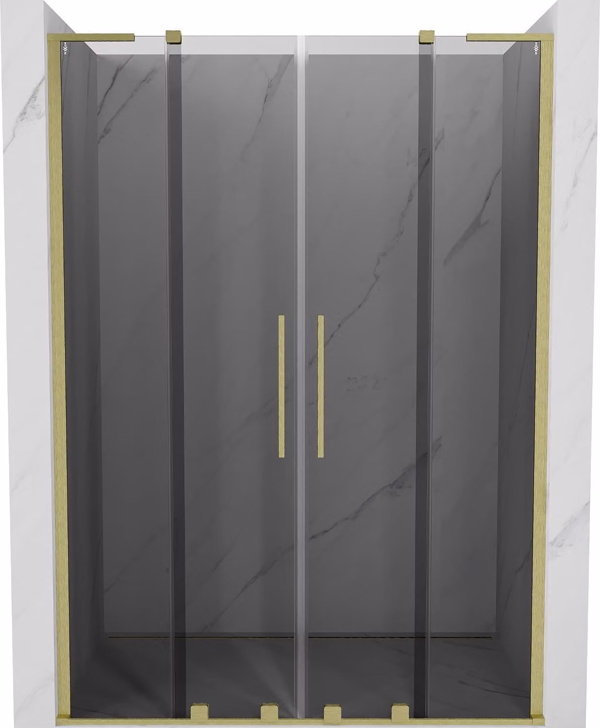 Mexen Velar L Duo porte doccia scorrevoli 160 cm, grafite, oro spazzolato - 871-160-003-42-55