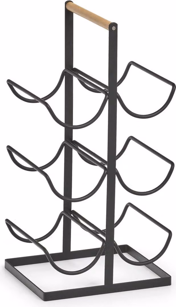 Portabottiglie Zeller per 6 bottiglie, metallo, 23,5x20x46 cm, nero