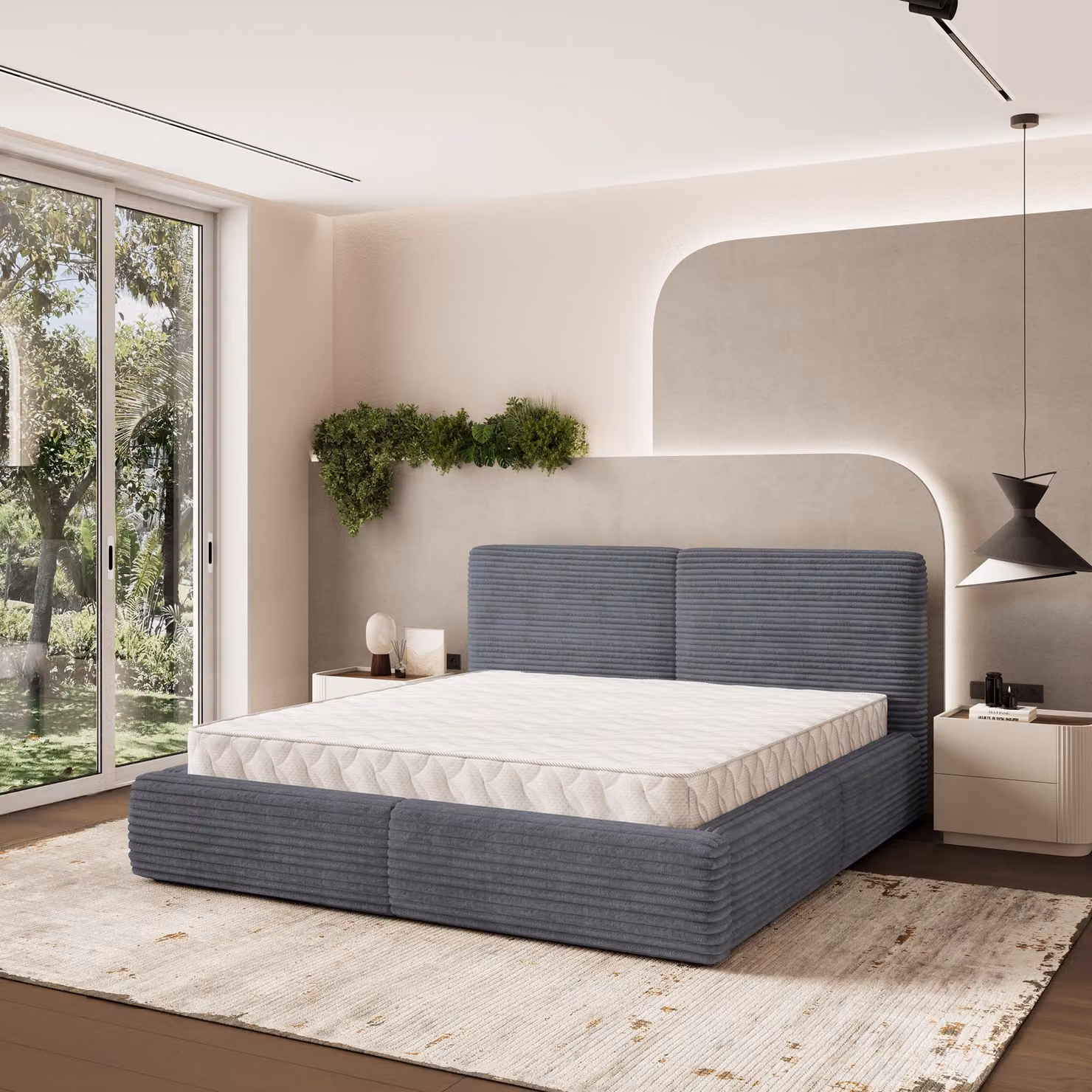 Letto imbottito Masseno FELURO T 120x200 cm, letto imbottito con cassetti - Grigio, TILIA 90