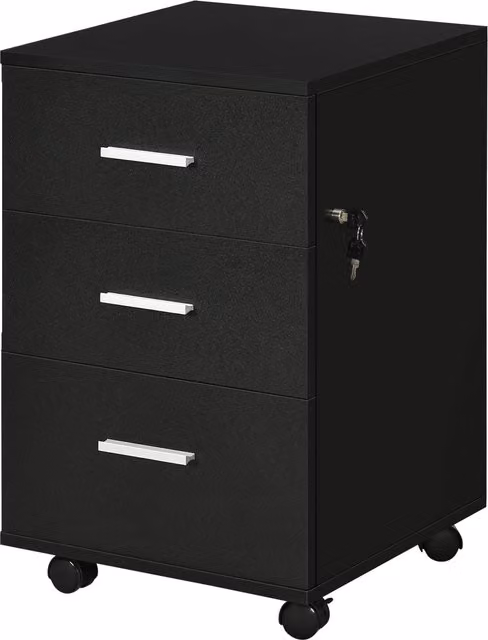 Vinsetto Mobiletto Ufficio con Cassettiera su Ruote a 3 Cassetti con Serratura Nero L/P/H: 40 x 40 x 61,5 cm