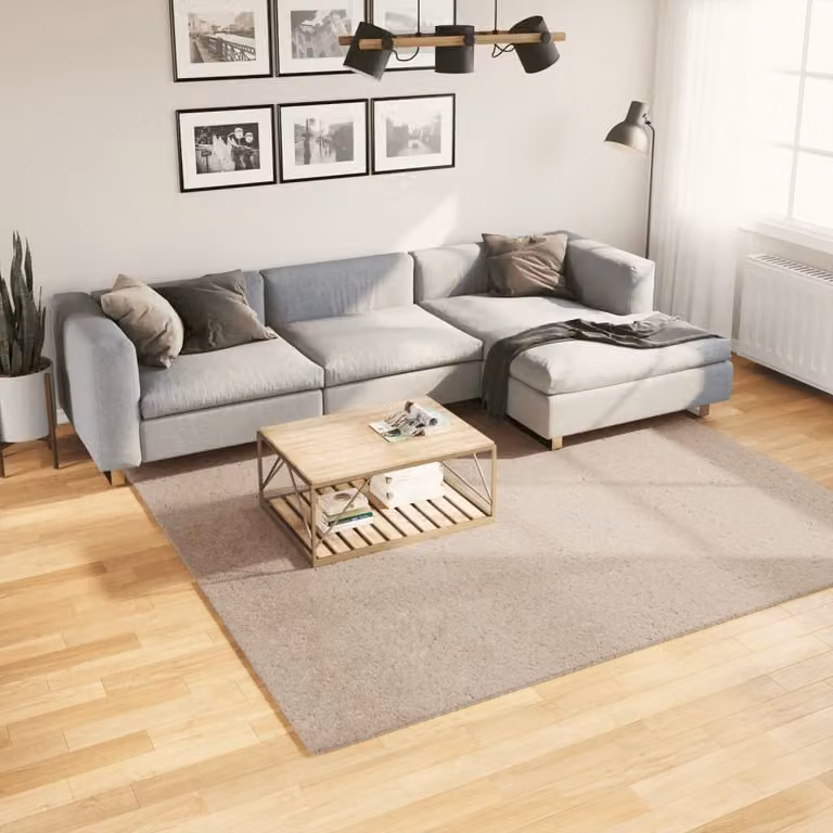 Tappeto a pelo corto vidaXL HUARTE morbido e lavabile color sabbia L 240 cm x P 240 cm