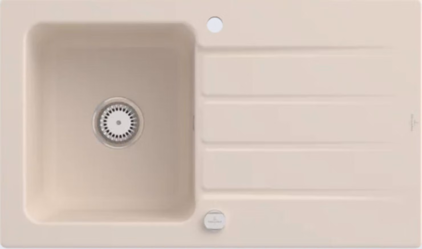 Lavello da cucina rettangolare Villeroy&Boch, lavello da cucina con scolapiatti Architectura 50 Ivory 86x51cm,3350 01 R1