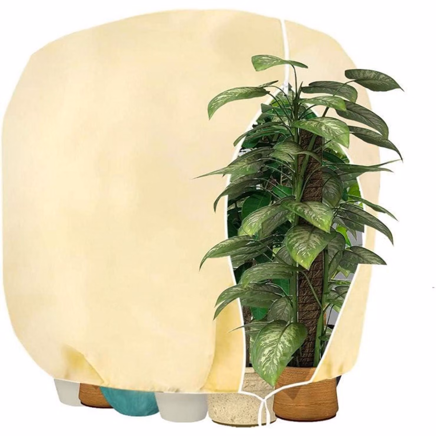 Copertura protettiva invernale per piante, con cerniera, 160x180 cm, color beige