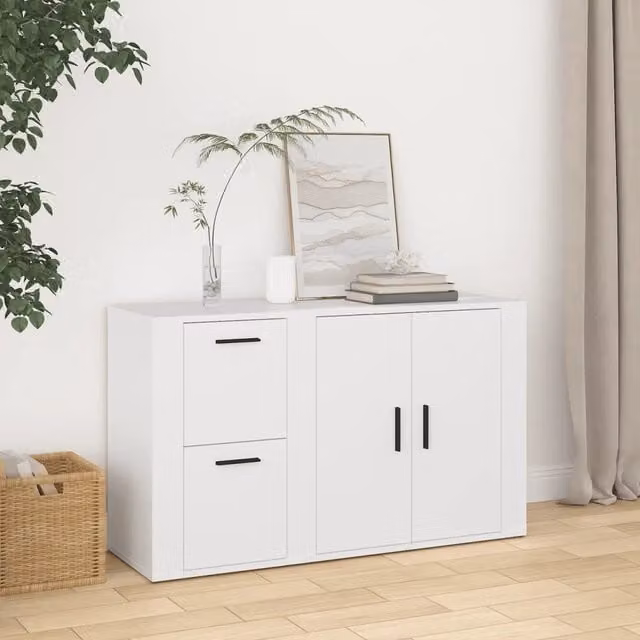 Credenza Buffet da Cucina Design Mania Bianca in Legno Multistrato L: 100 cm, P: 33 cm, H: 59,5 cm