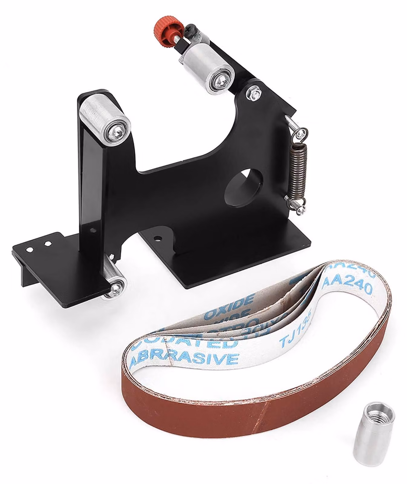 Kit adattatore per nastri abrasivi per smerigliatrice angolare elettrica, utilizzabile su levigatrici a nastro