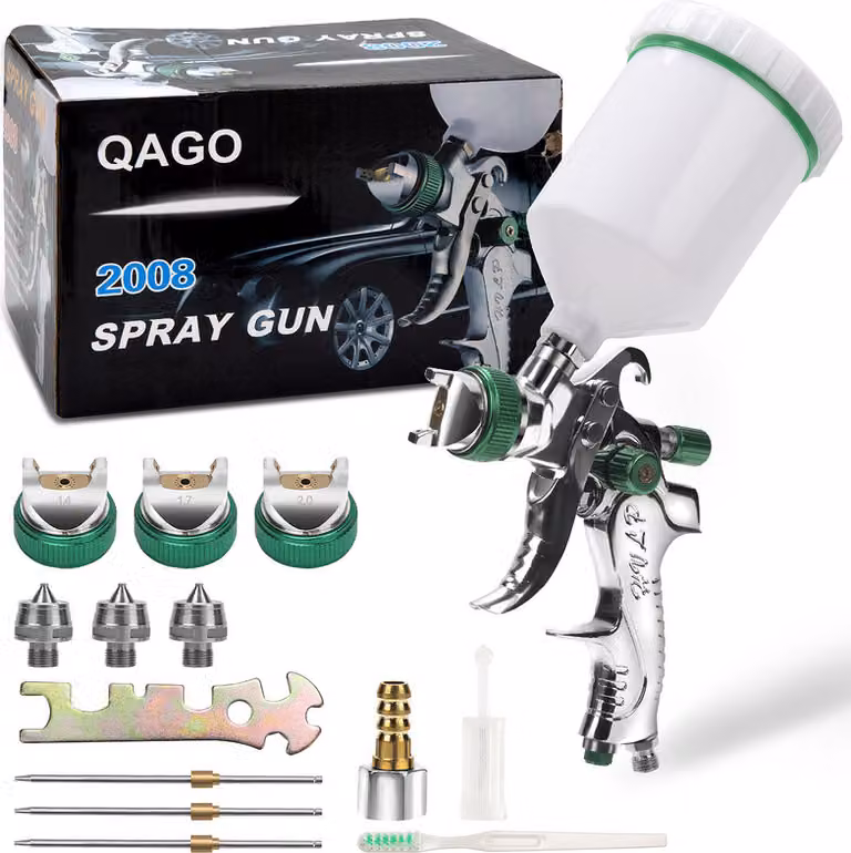 Jopassy 2x pistola a spruzzo HVLP pistola a spruzzo professionale 3 ugelli (1,4/1,7/2,0 mm) su auto, navi e mobili